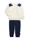 Calvin Klein Jeans Est.1978 Baby Boy's 2-piece Faux Fur Sweatshirt & Joggers Set In Ivory Navy