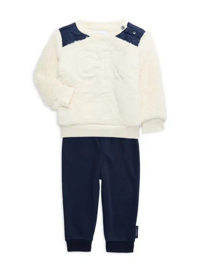 Calvin Klein Jeans Est.1978 Baby Boy's 2-piece Faux Fur Sweatshirt & Joggers Set In Ivory Navy