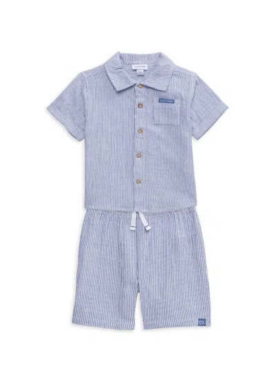 Calvin Klein Jeans Est.1978 Baby Boy's 2-piece Striped Top & Shorts Set In Blue