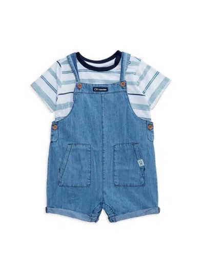 Calvin Klein Jeans Est.1978 Baby Boy's 2-piece Tee & Shortall Set In Blue