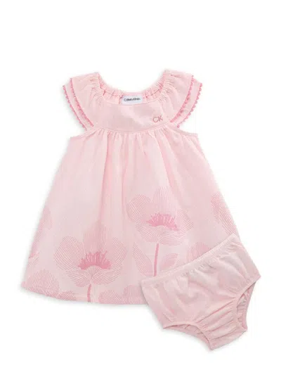 Calvin Klein Jeans Est.1978 Baby Girl's 2-piece Floral Dress & Bloomers Set In Pink