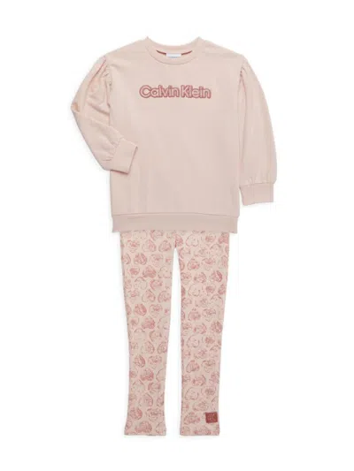 Calvin Klein Jeans Est.1978 Baby Girl's 2-piece Logo Sweatshirt & Legging Set In Pink