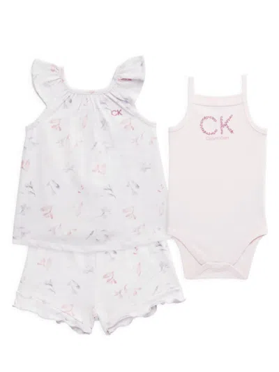 Calvin Klein Jeans Est.1978 Baby Girl's 3-piece Bodysuit, Shirt & Shorts Set In Pink