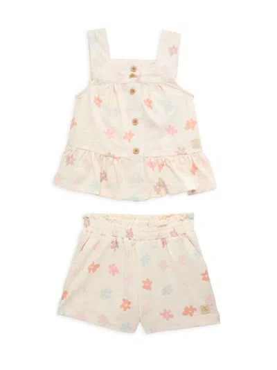Calvin Klein Jeans Est.1978 Baby Girl's & Little Girl's 2-piece Floral Top & Shorts Set In Neutral