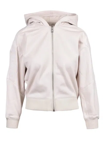 Calvin Klein Jeans Est.1978 Beige Cropped Hooded Sweatshirt In White