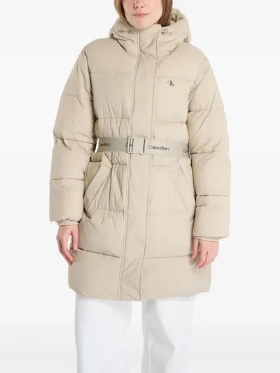 Calvin Klein Jeans Est.1978 Kapuzenmantel Mit Gürtel In Gray