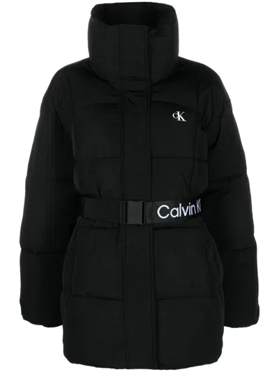 Calvin Klein Jeans Est.1978 Belted Puffer Jacket In Black