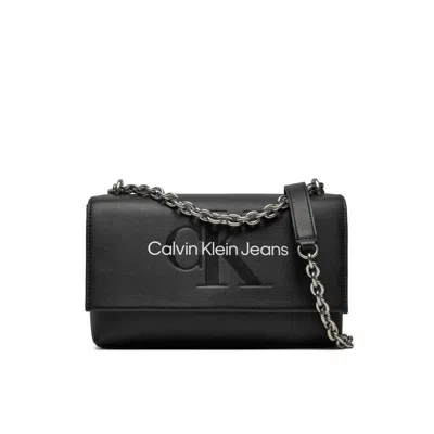 Calvin Klein Jeans Est.1978 Black And White Synthetic Leather Handbag