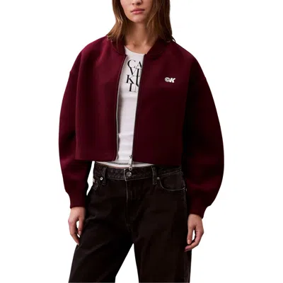 Calvin Klein Jeans Est.1978 Bordeaux Viscose Bomber In Burgundy