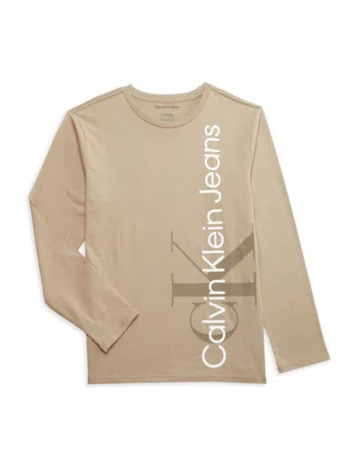 Calvin Klein Jeans Est.1978 Kids' Boy's Logo T-shirt In Taupe