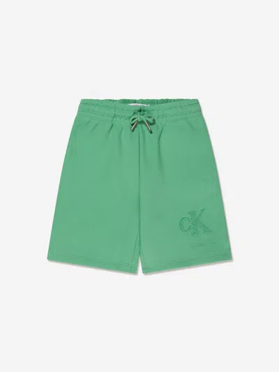 Calvin Klein Jeans Est.1978 Kids' Boys Interlock Pique Shorts In Green