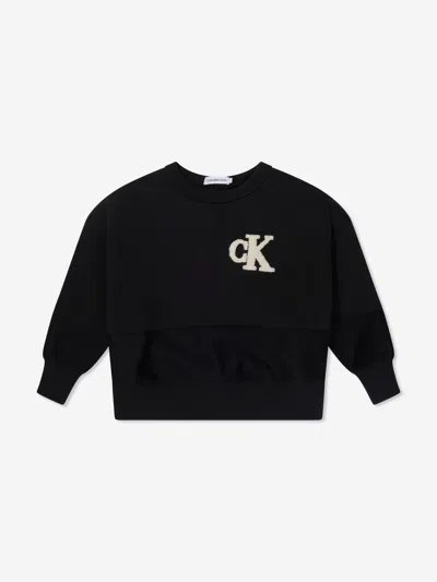 Calvin Klein Jeans Est.1978 Kids' Boys Towelling Mono Sweatshirt In Black