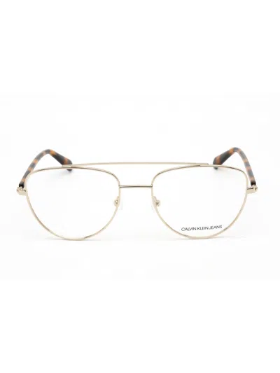 Calvin Klein Jeans Est.1978 Calvin Klein Jeans Aviator Eyeglasses With Premium Metal Frame In Gold