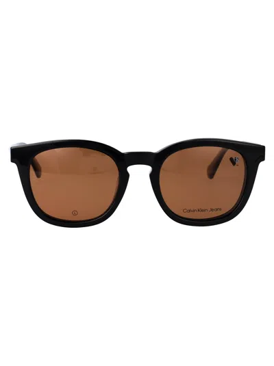Calvin Klein Jeans Est.1978 Calvin Klein Jeans Black Acetate Glasses In Neutral