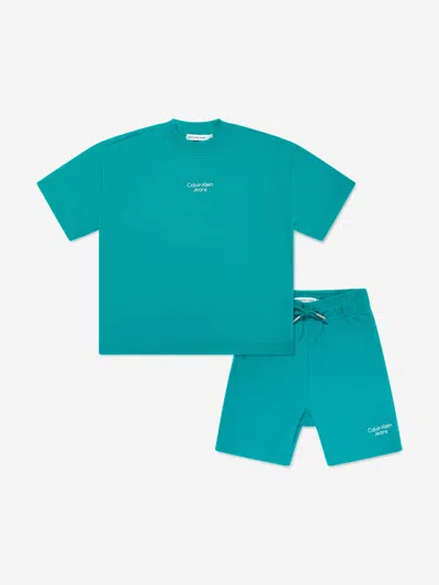 Calvin Klein Jeans Est.1978 Calvin Klein Jeans Calvin Klein Boys Ottoman Relaxed Shorts Set In Green