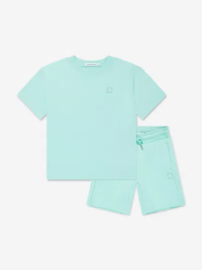 Calvin Klein Jeans Est.1978 Calvin Klein Jeans Calvin Klein Kids Mono Mini Badge Shorts Set In Blue