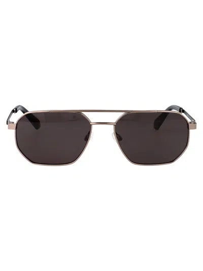 Calvin Klein Jeans Est.1978 Calvin Klein Jeans Light Ruthenium Metal Sunglasses In Brown