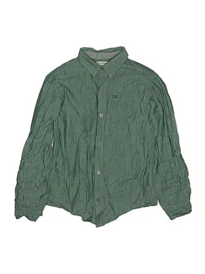 Pre-owned Calvin Klein Jeans Est.1978 Kids' Calvin Klein Jeans Long Sleeve Button Down Shirt In Green