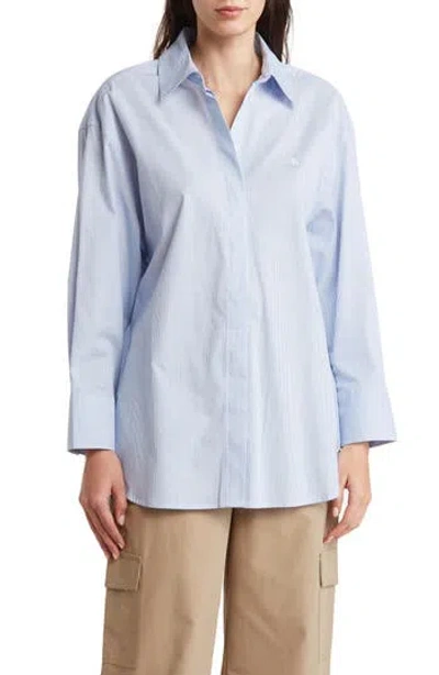 Calvin Klein Jeans Est.1978 Calvin Klein Jeans Long Sleeve Stretch Poplin Button-up Shirt In Blue/white Micro Stripe