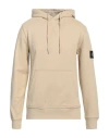 Calvin Klein Jeans Est.1978 Calvin Klein Jeans Man Sweatshirt Khaki Size Xs Cotton, Elastane In Beige