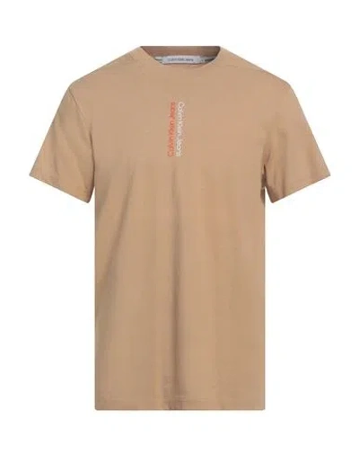 Calvin Klein Jeans Est.1978 Calvin Klein Jeans Man T-shirt Sand Size S Cotton In Brown