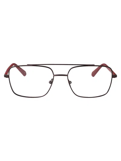 CALVIN KLEIN JEANS EST.1978 CALVIN KLEIN JEANS MATTE GUNMETAL/OXBLOOD METAL GLASSES