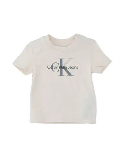 Calvin Klein Jeans Est.1978 Babies' Calvin Klein Jeans Newborn Boy T-shirt Cream Size 0 Cotton, Elastane In White