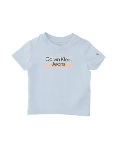 Calvin Klein Jeans Est.1978 Babies' Calvin Klein Jeans Newborn Boy T-shirt Light Grey Size 3 Cotton, Elastane In Blue