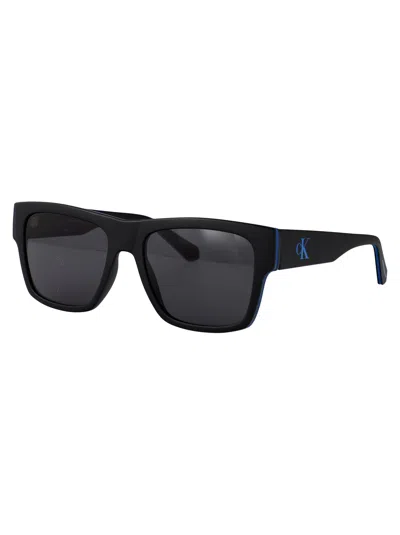 Calvin Klein Jeans Est.1978 Calvin Klein Jeans Rectangular Sunglasses Ckj23605 S 2 In Black