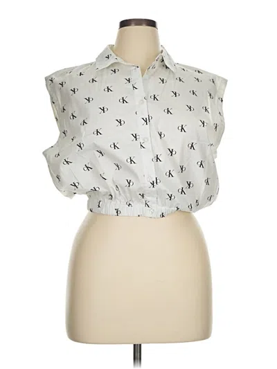 Pre-owned Calvin Klein Jeans Est.1978 Calvin Klein Jeans Sleeveless Button Down Shirt In Silver