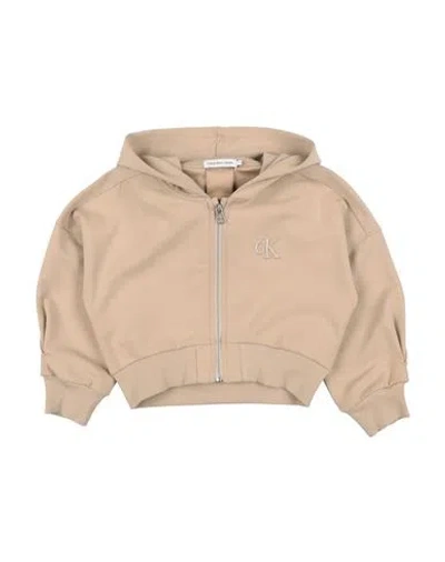 Calvin Klein Jeans Est.1978 Babies' Calvin Klein Jeans Toddler Girl Sweatshirt Beige Size 6 Cotton, Polyester, Elastane In Brown