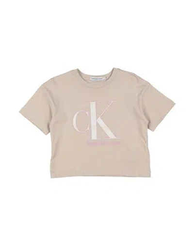 Calvin Klein Jeans Est.1978 Babies' Calvin Klein Jeans Toddler Girl T-shirt Beige Size 6 Cotton