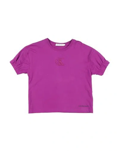 Calvin Klein Jeans Est.1978 Babies' Calvin Klein Jeans Toddler Girl T-shirt Deep Purple Size 6 Cotton, Elastane