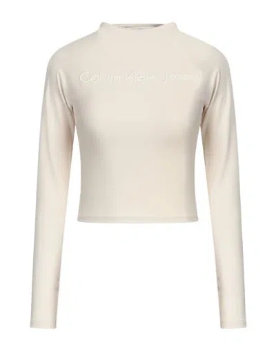 Calvin Klein Jeans Est.1978 Calvin Klein Jeans Woman T-shirt Beige Size S Polyester, Elastane