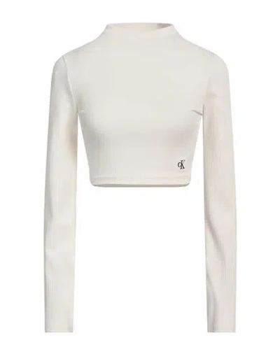 Calvin Klein Jeans Est.1978 Calvin Klein Jeans Woman Top Ivory Size Xs Polyester, Elastane In White
