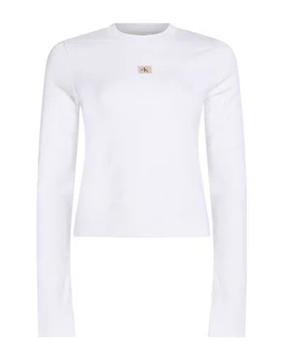 Calvin Klein Jeans Est.1978 Calvin Klein Jeans Woman T-shirt White Size Xs Cotton, Elastane In Metallic