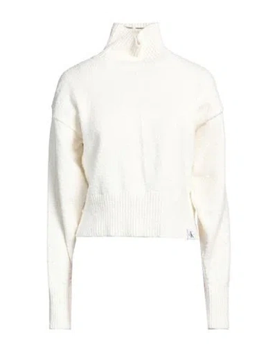 Calvin Klein Jeans Est.1978 Calvin Klein Jeans Woman Turtleneck Ivory Size L Cotton, Polyester, Elastane In White