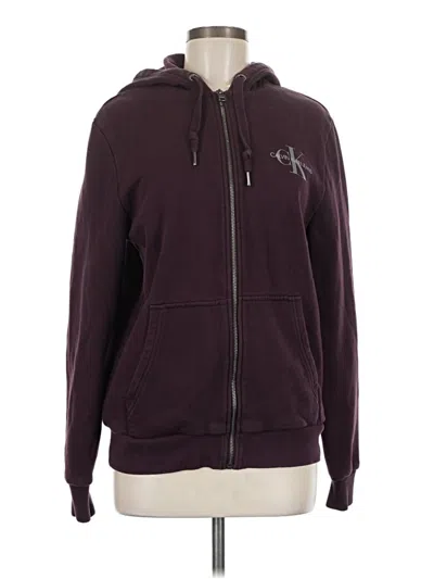 Pre-owned Calvin Klein Jeans Est.1978 Calvin Klein Jeans Zip Up Hoodie In Burgundy