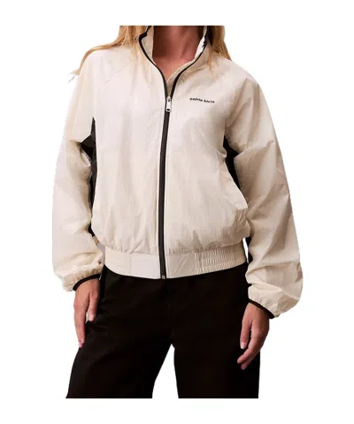 Calvin Klein Jeans Est.1978 Calvin Klein Logo Track Jacket In Neutral