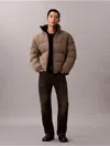 Calvin Klein Jeans Est.1978 Calvin Klein Men's Allover Emblem Logo Reversible Puffer Jacket In Brown