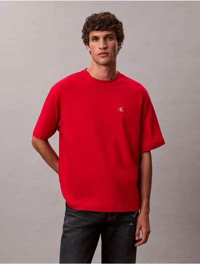 Calvin Klein Jeans Est.1978 Calvin Klein Men's Archive Logo Relaxed Crewneck T-shirt In Red