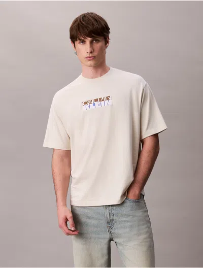 Calvin Klein Jeans Est.1978 Block Logo T-shirt In Animal Print