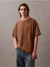 Calvin Klein Jeans Est.1978 Calvin Klein Men's Bold Stripe Jersey Relaxed Tee In Brown