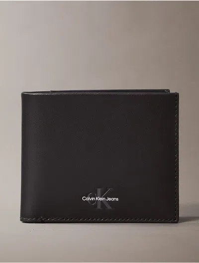 Calvin Klein Jeans Est.1978 Calvin Klein Men's Center Monogram Logo Bifold Wallet In Black
