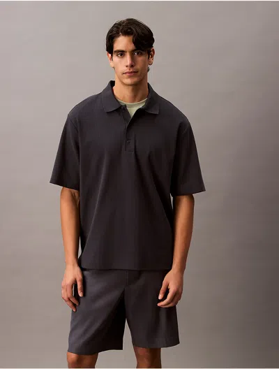 Calvin Klein Jeans Est.1978 Calvin Klein Men's Chainstitch Relaxed Polo Shirt In Black