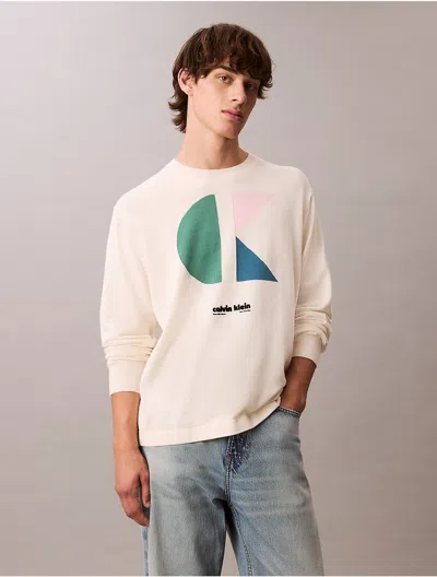 Calvin Klein Jeans Est.1978 Calvin Klein Men's Colorblock Logo Graphic Classic Sweater In Neutral