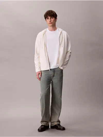 Calvin Klein Jeans Est.1978 Calvin Klein Men's Cotton Blend Boucle Relaxed Hoodie In White
