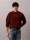 Calvin Klein Jeans Est.1978 Calvin Klein Men's Cotton Blend Monogram Relaxed Sweater In Red
