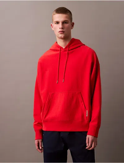 Calvin Klein Jeans Est.1978 Calvin Klein Men's Cotton Blend Terry Relaxed Hoodie In Red