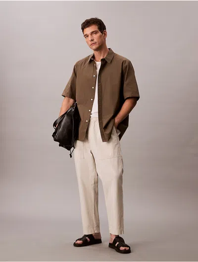 Calvin Klein Jeans Est.1978 Calvin Klein Men's Cotton Linen Pants In Gray